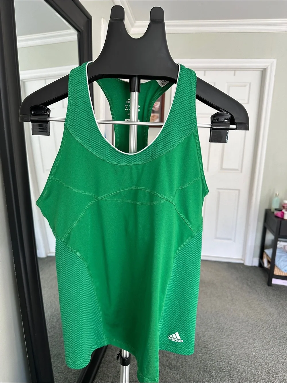 adidas Green Mesh-Panel Racerback Tank - Picture 1 of 6